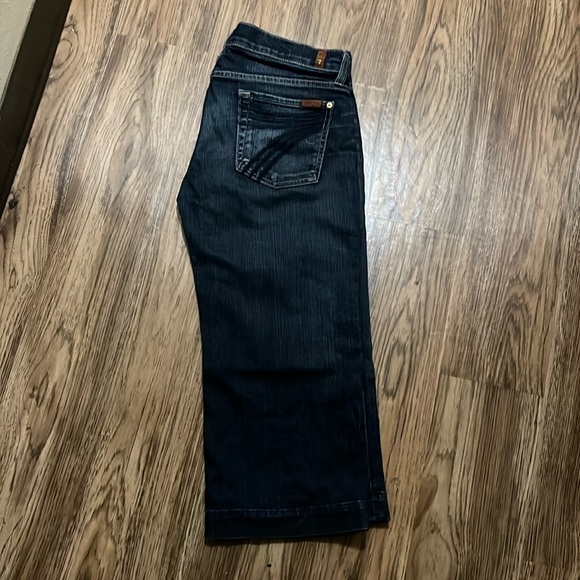 NWOT! 7 For All Mankind, Women’s Dark-Wash, Cropped, Wide-Leg, “Dojo” jeans. 30W - Picture 1 of 4